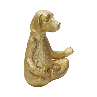 Polyresin 7" Yoga Dog, Gold