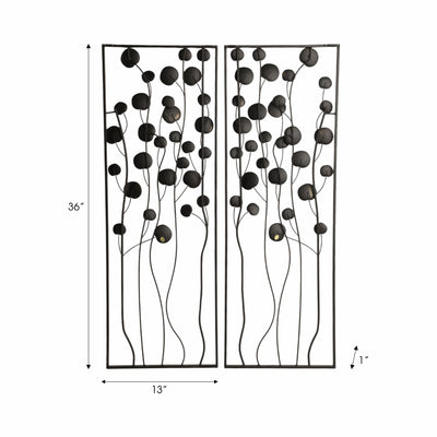 S/2 36" Dainty Flowers Metal Wall D?cor, Black/gol