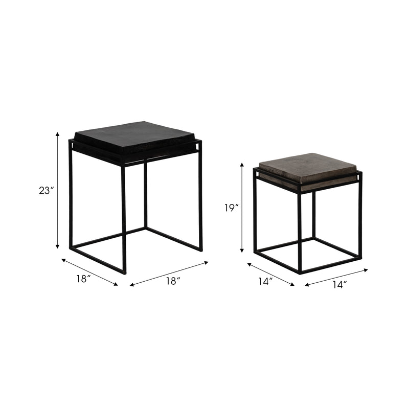 METAL, S/2 14X19"/18X23" NESTED SQUARE SIDE TABLES