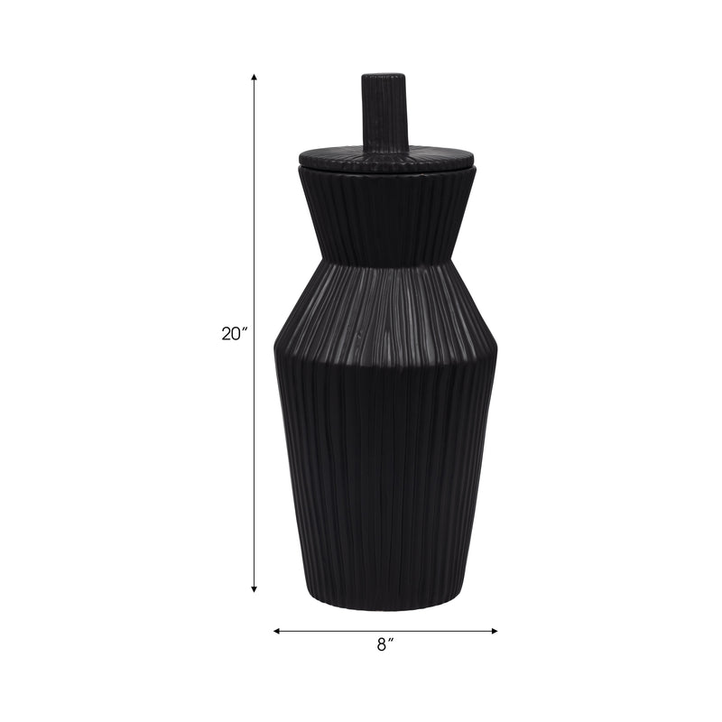 Laurel Large Black Lidded Jar