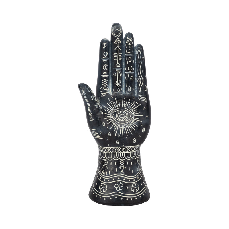 RESIN, 10" TATTOO HAND, BLACK