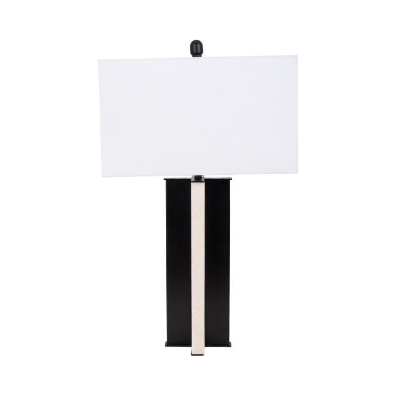 Metal 28" Pillar Table Lamp, Black/white