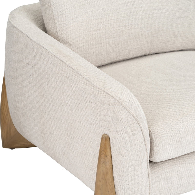 CHAIR W/ WOOD ACCENT, BEIGE