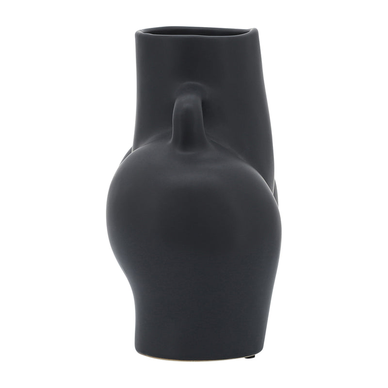 CER, 7" HALF BODY VASE, BLACK