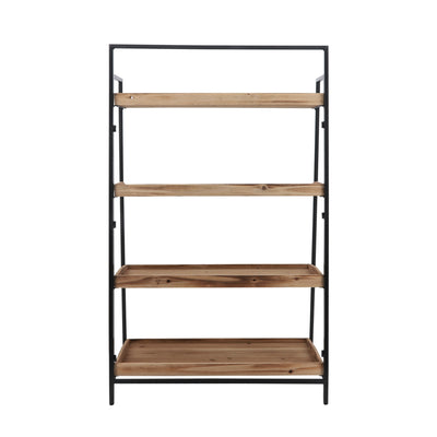 WOOD/METAL, 52"H FOLDING 4-LAYERED SHELF, BRWN/BLK