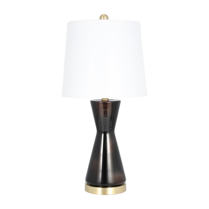 Glass, 24" Concave Table Lamp, Black