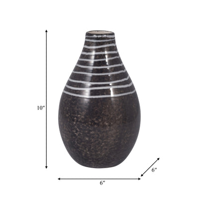 CER, 10" PRIMEVAL VASE, BLACK