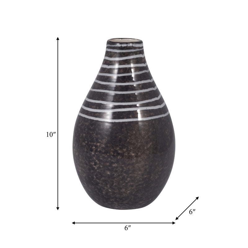 CER, 10" PRIMEVAL VASE, BLACK