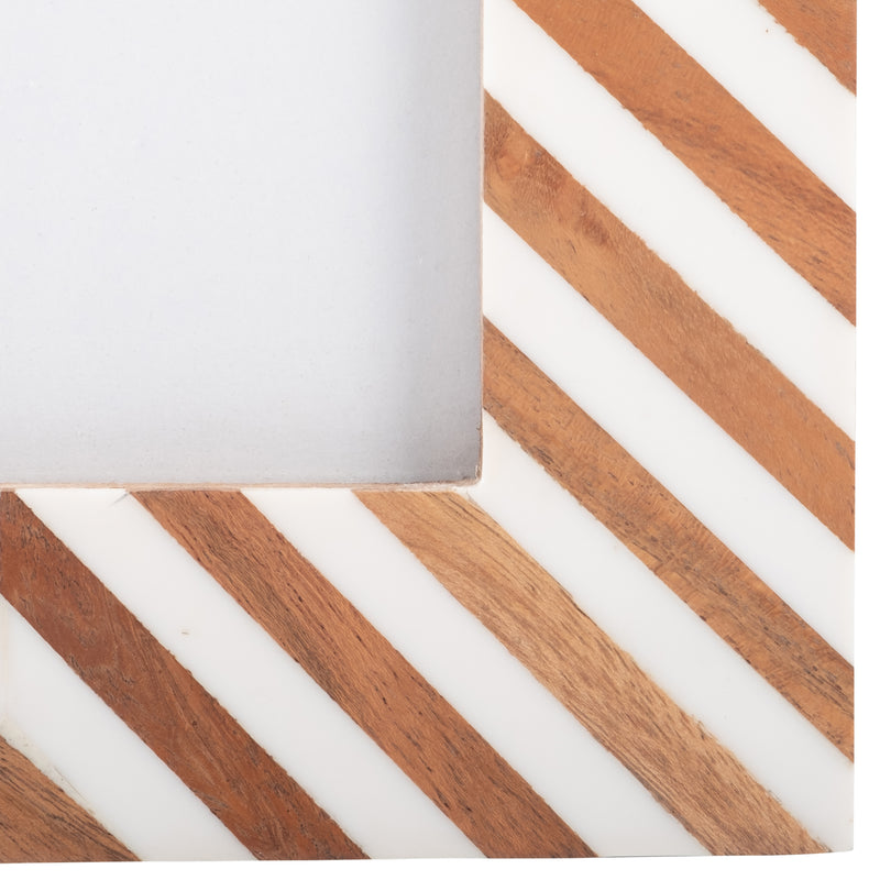 Resin,4X6 Herringbone Lines Phto Frame,White/Wood