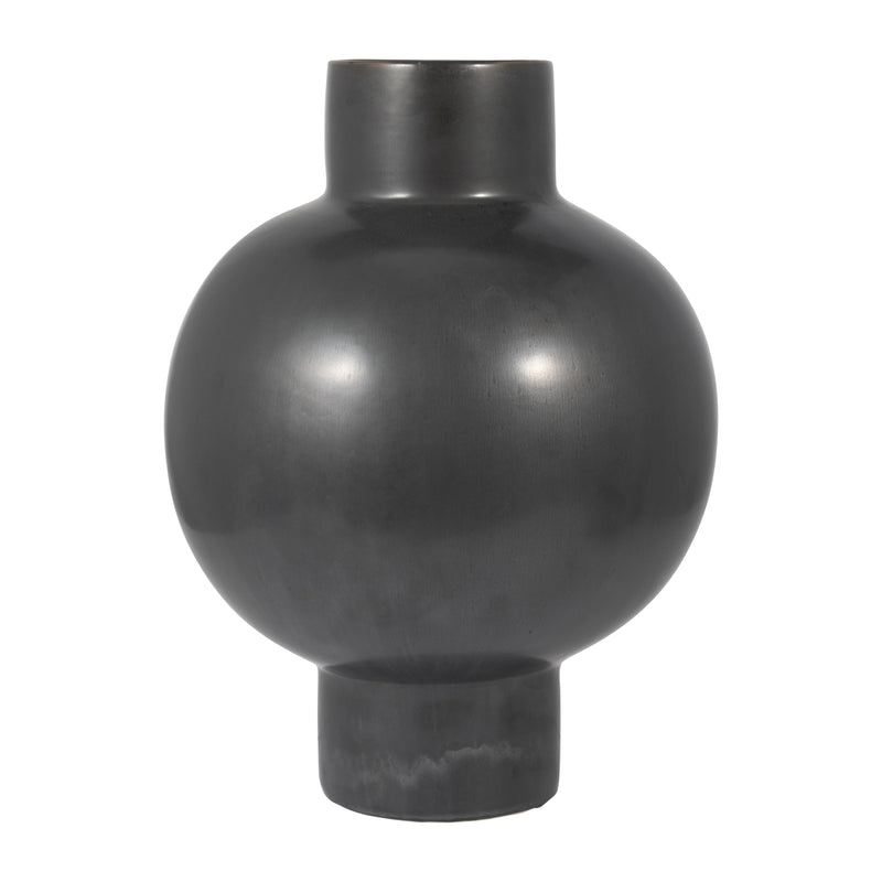 CER, 18"H BUBBLE VASE, BLACK VOLCANIC