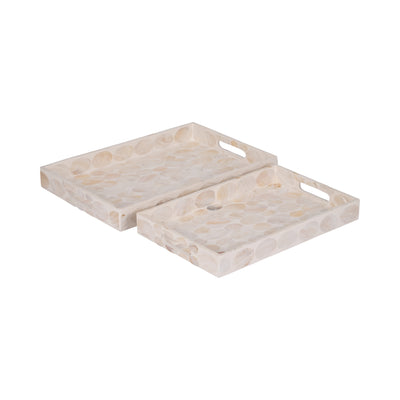 Capiz, S/2 16/18" Rectangular Trays, Natural