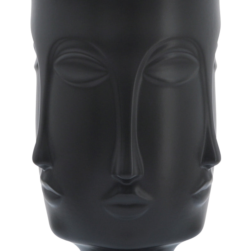 15"H MULTI FACED VASE, BLACK