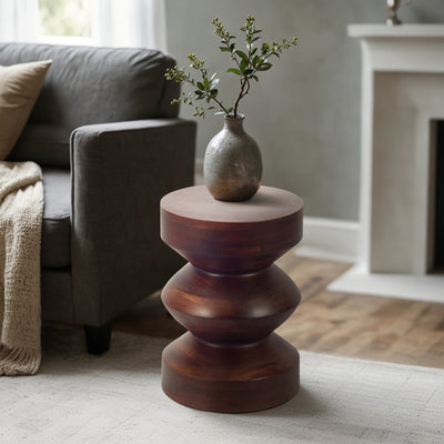 18" SOLID MANGO SIDE TABLE, WALNUT