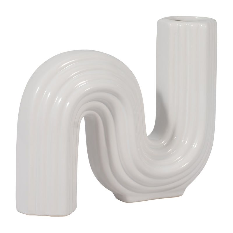 CER, 6" LOOPY VASE, WHITE