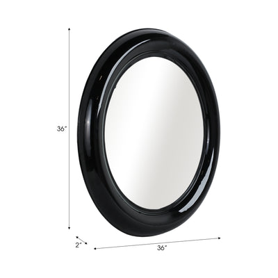 METAL 36" ROUND MIRROR, BLACK