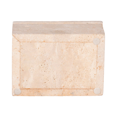 7" Travertine Box, Tan