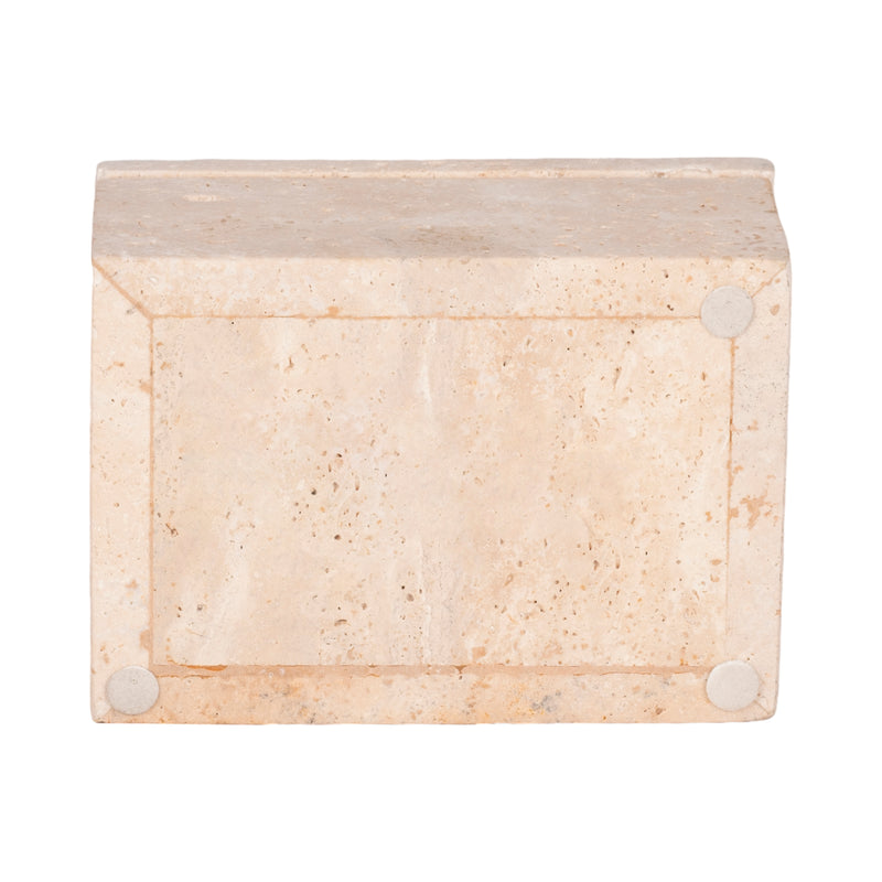 7" Travertine Box, Tan