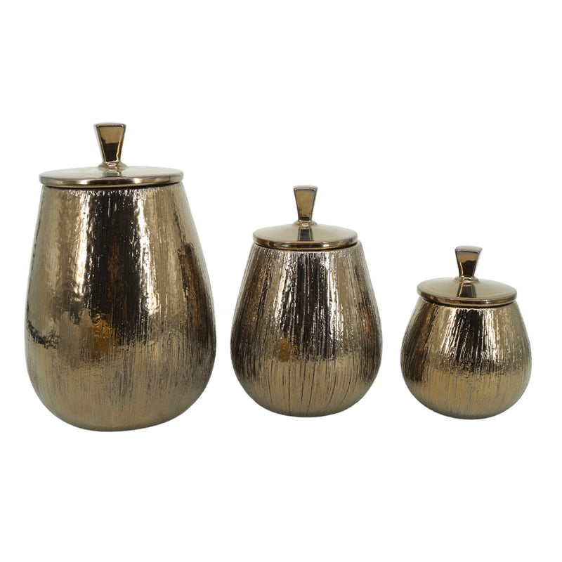 S/3 7/9/11" Tiziano Ceramic Bronze Jars