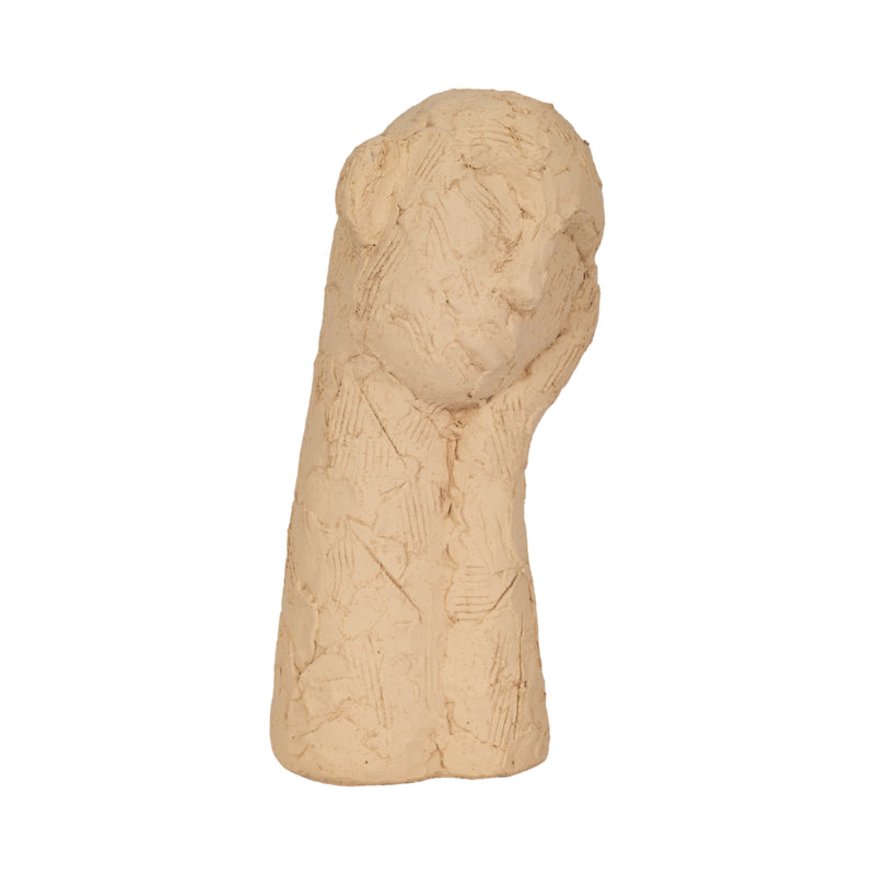 11" Resting Head On Hand Figure, Tan