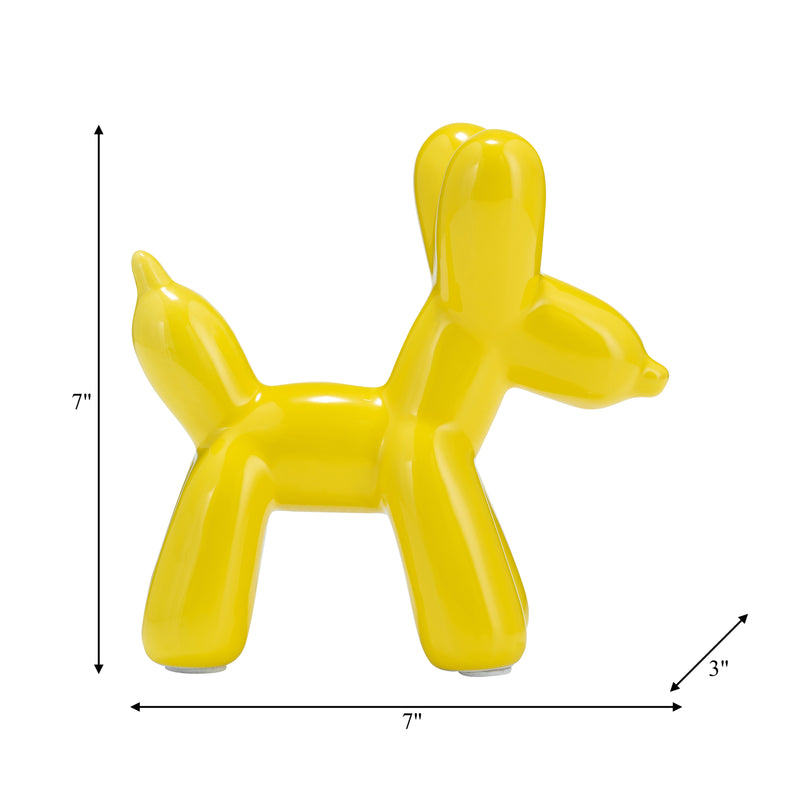 7"L BALLOON DOG ANIMAL, YELLOW