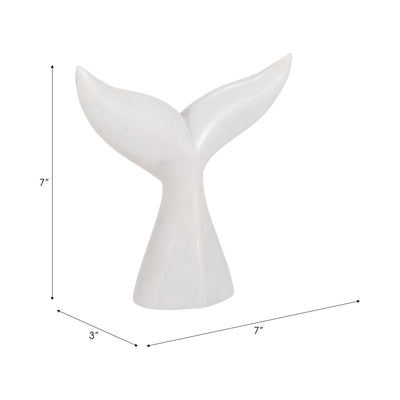 Marble, 7" Whale Tail, White