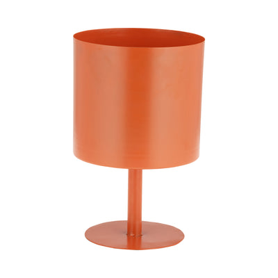 Ec Metal,8",flat Round Base Planter,burnt Orange