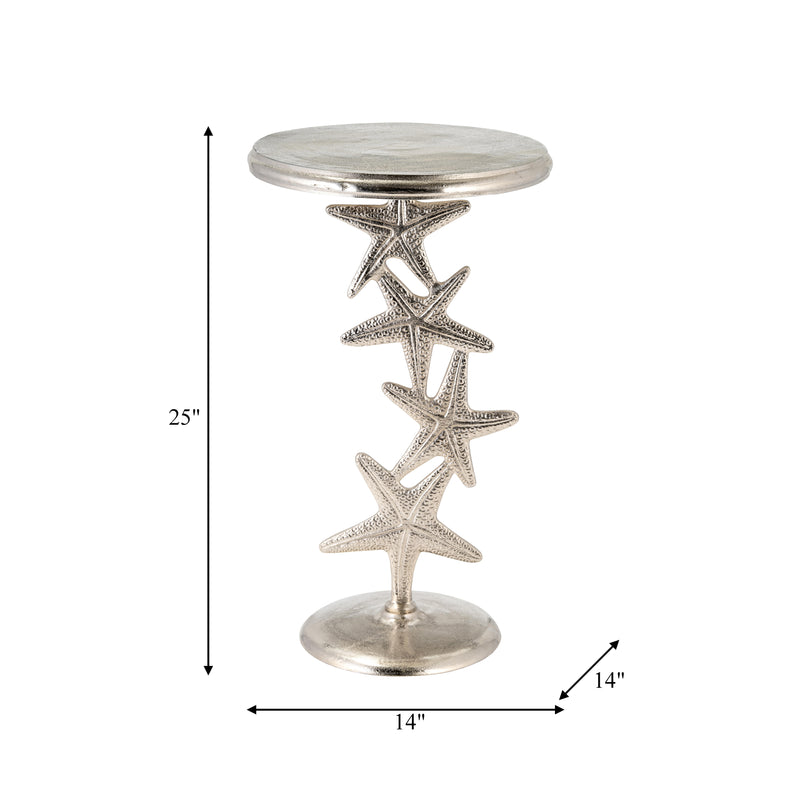 METAL, 14"D/25"H, SILVER STARFISH SIDE TABLE, KD