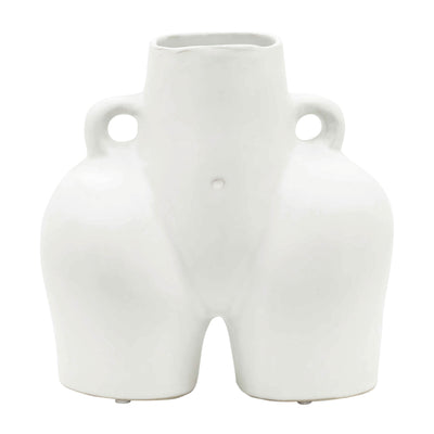 CER, 7" HALF BODY VASE, WHITE