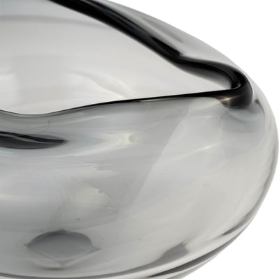 GLASS, 10"D IRREGULAR SHAPE BOWL, SMOKE