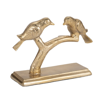 Metal, 8" Perched Birds, Gold