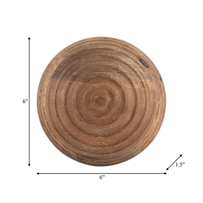 6" WOODEN ORB W/ RIDGES, NATURAL