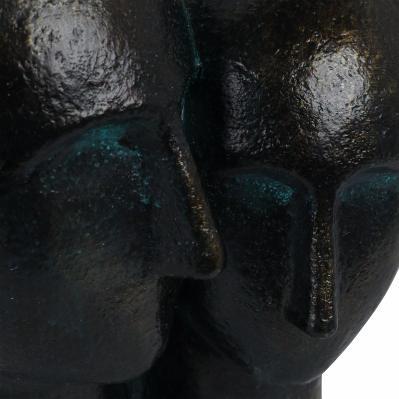 POLYRESIN 11" COUPLE HEADS SCULPTURE, BRONZE