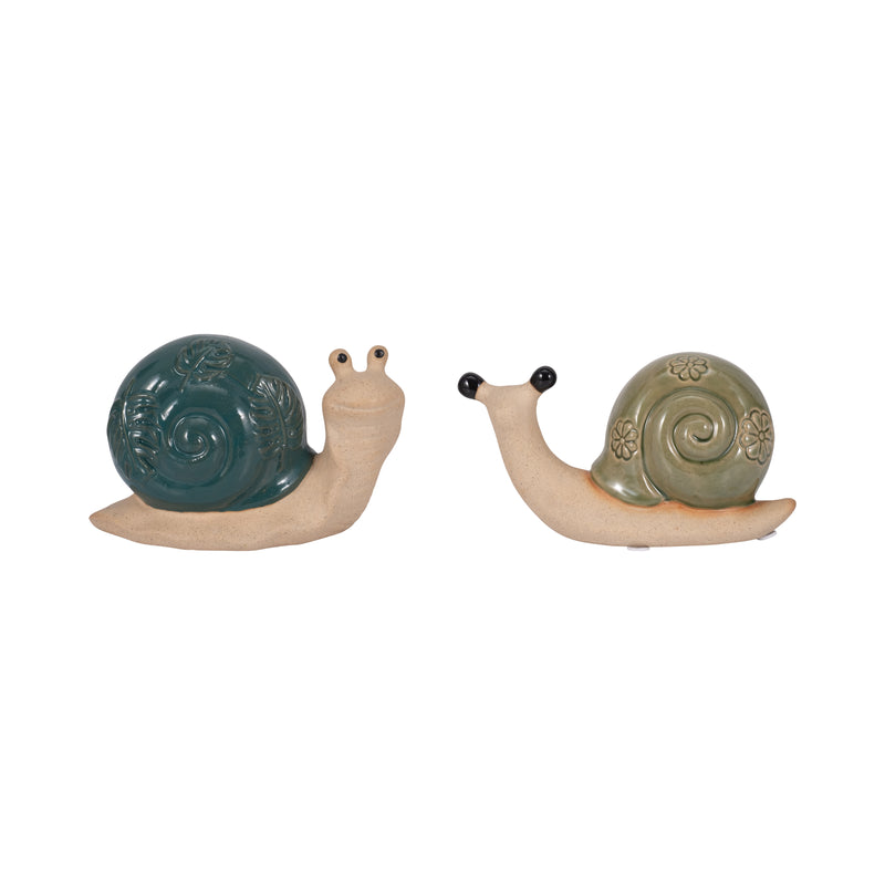 S/2 7" Garden Snails, Blue/green