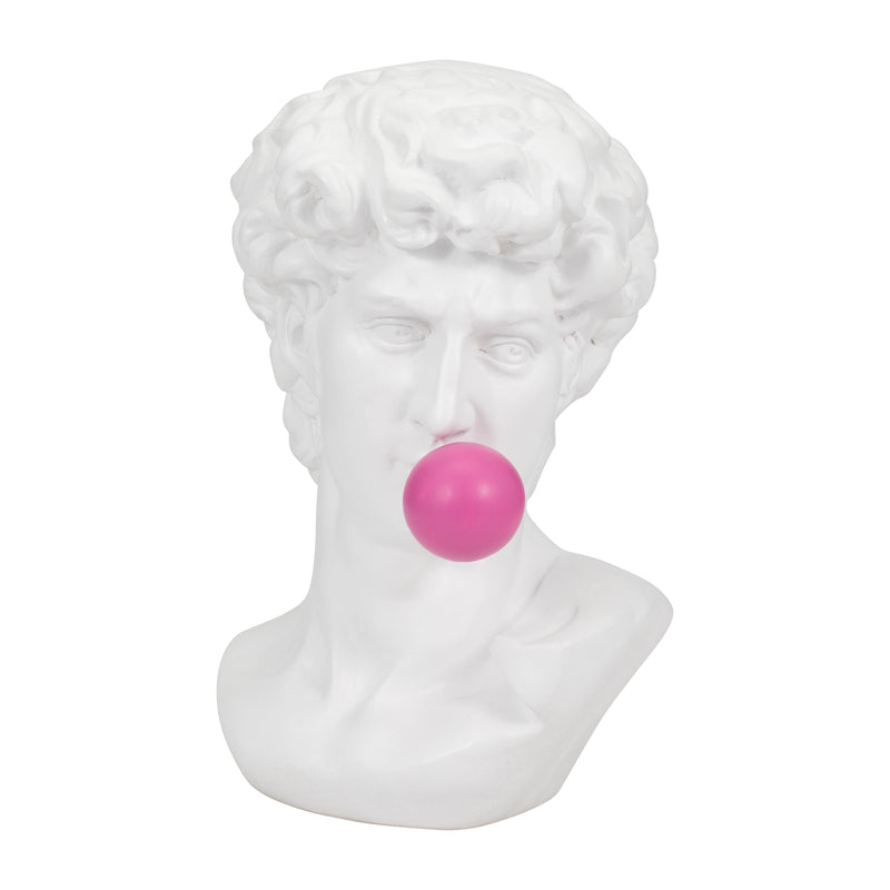 Resin, 13" Greek God Head W/gum, White