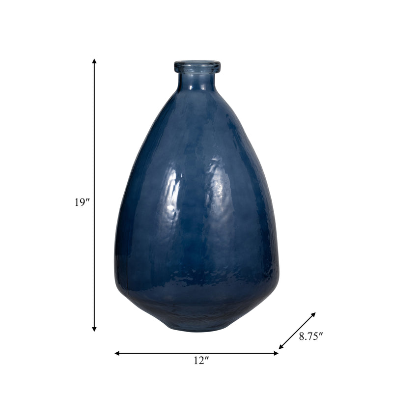 GLASS, 19" BALLOON VASE, BLUE