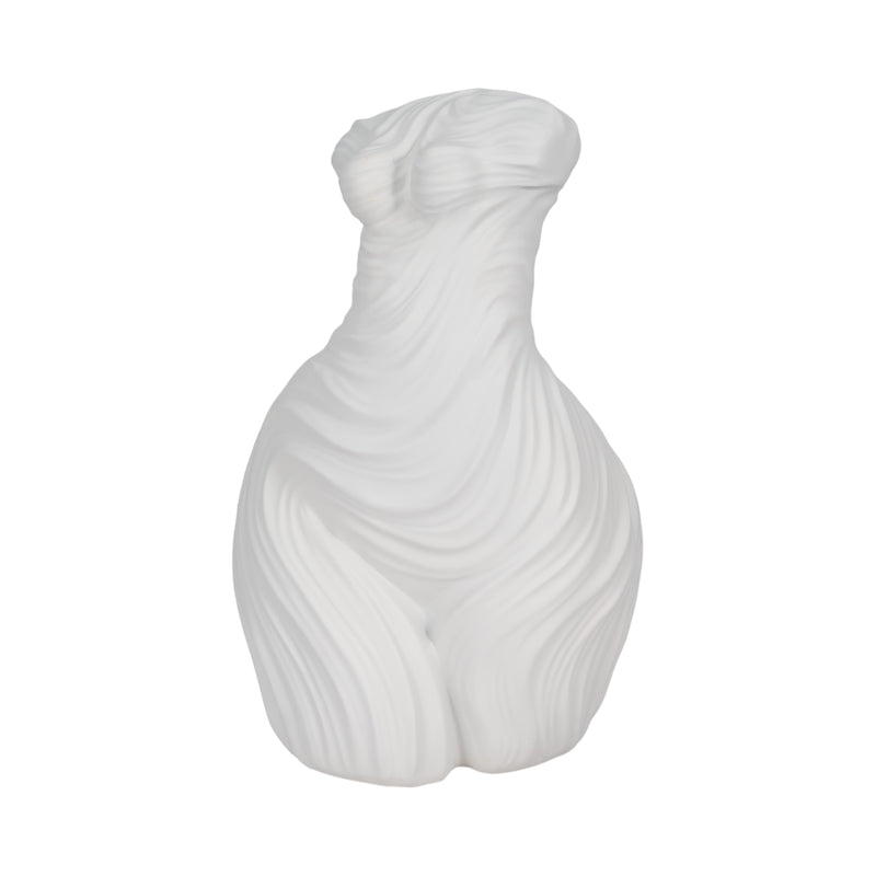 16" Curvy Ribbed Sculpture, White