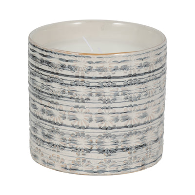 7" 25oz Flower Citro Candle, White/grey