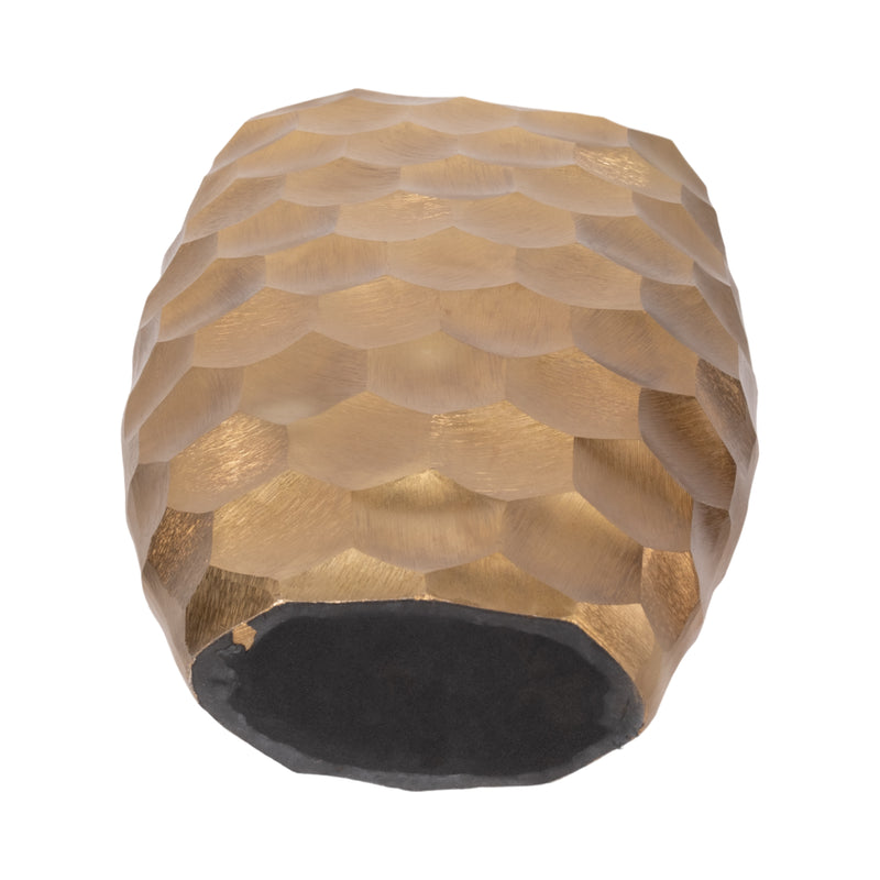 METAL, 24"  HONEYCOMB VASE, GOLD