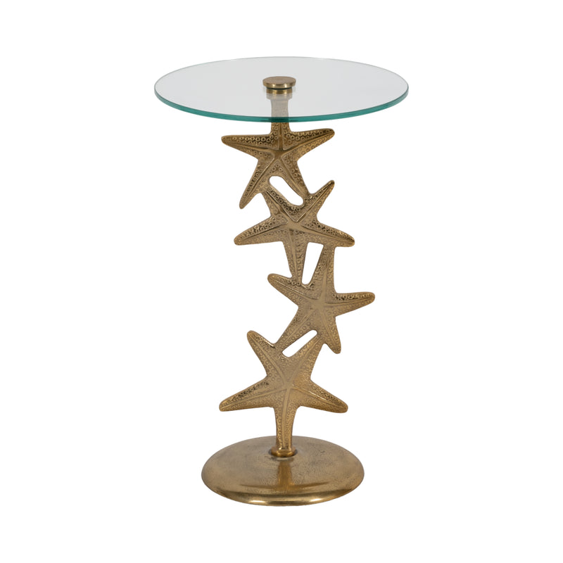 Metal/glass 15"d/25"h,gold Starfish Sidetable Kd