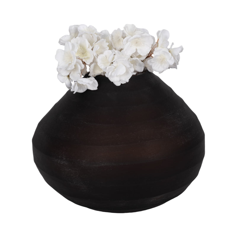 Glass, 10" Rotund Vase, Smokey Brown