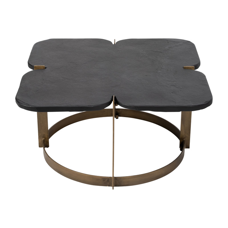 METAL, 32X17  STONE TOP COFFEE TABLE, GOLD/BLACK