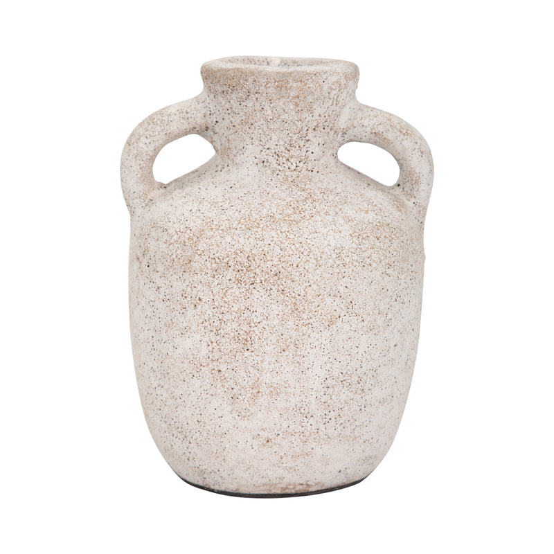 Terracotta, 7" Double Handle Vase, Ivory