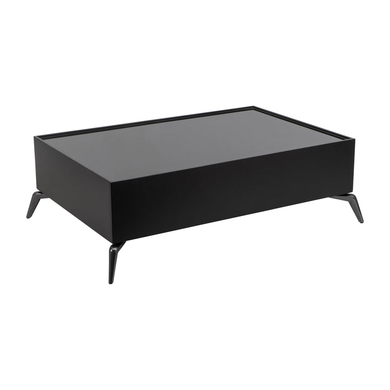 WOOD/GLASS, 47X16" COFFEE TABLE, BLK, KD