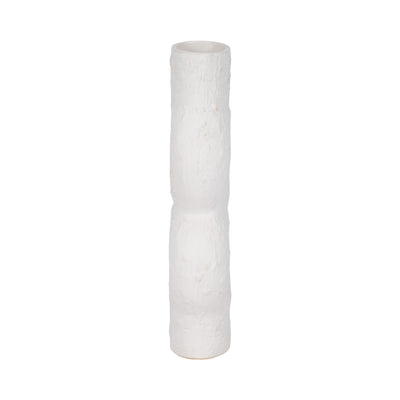 Cer, 13" Textured Stacked Circles Vase, White