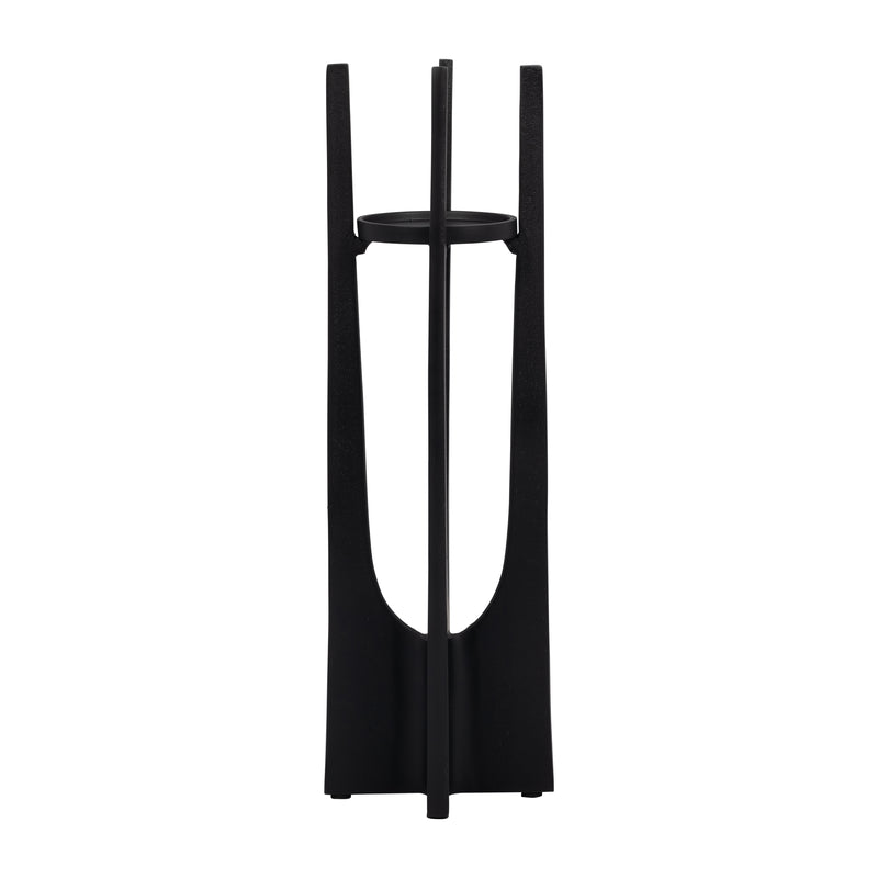 METAL, 16" PILLAR CANDLE HOLDER, BLACK