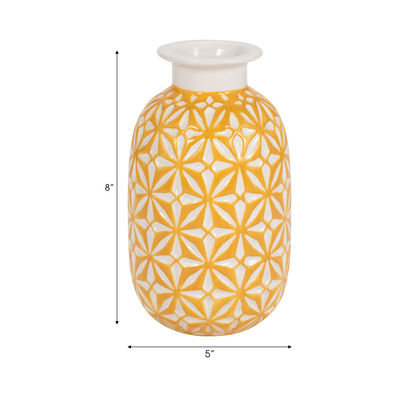 CER, 8" DAISY VASE, MUSTARD