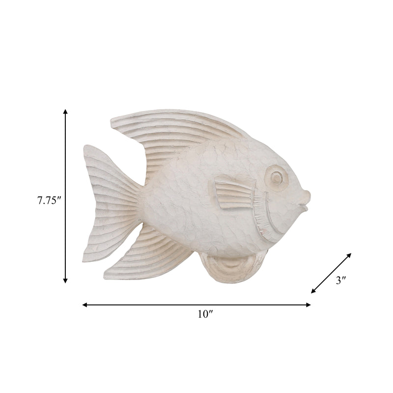 RESIN 10" FISH FIGURINE, WHITEWASH