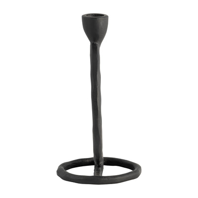 METAL, 7" ROUND RING TAPER CANDLEHOLDER, BLACK