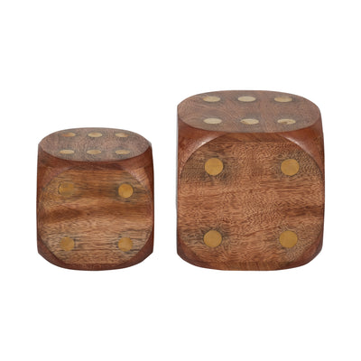 WOOD, 4X4 DICE, ANTIQUE BROWN