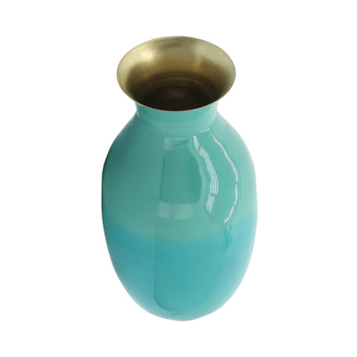 METAL 9" OLPE VASE, GREEN